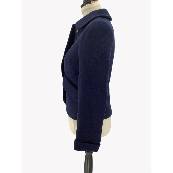NWT Boden Womens Navy Wool Blend Cropped Jacket With Buttons & Collar Size 4 - Picture 4 of 7
